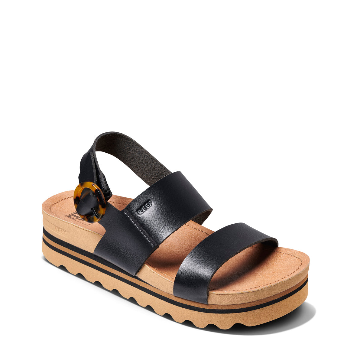 Womens Vista Hi Buckle - Black/Tan | WOMENS SLIDES | REEF