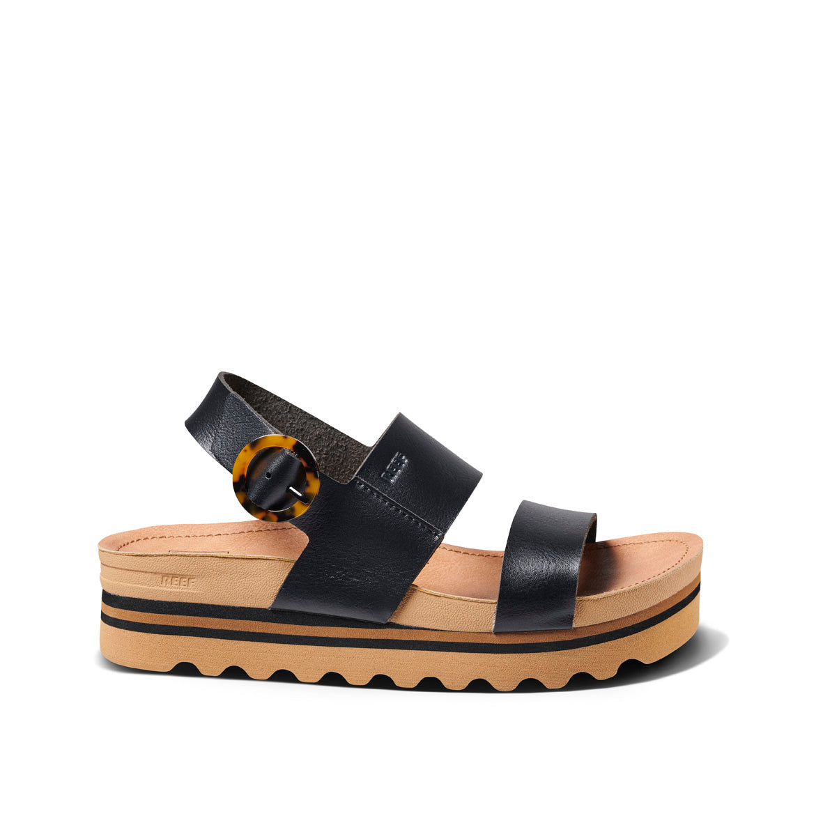 Womens Vista Hi Buckle - Black/Tan | WOMENS SLIDES | REEF