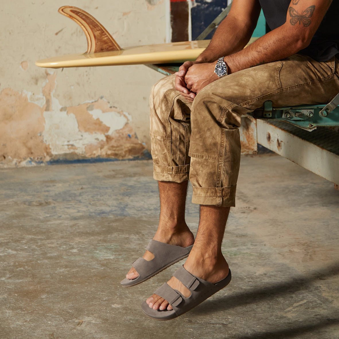 Mens Ojai Two Bar - Fossil | MENS SLIDES | REEF