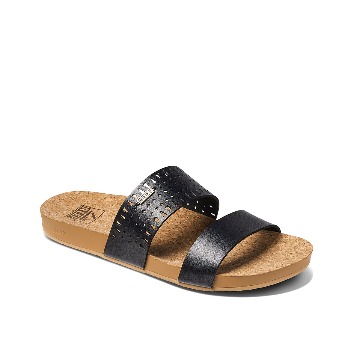 Womens Cushion Vista Perforated-Black/Tan | WOMENS SLIDES | REEF