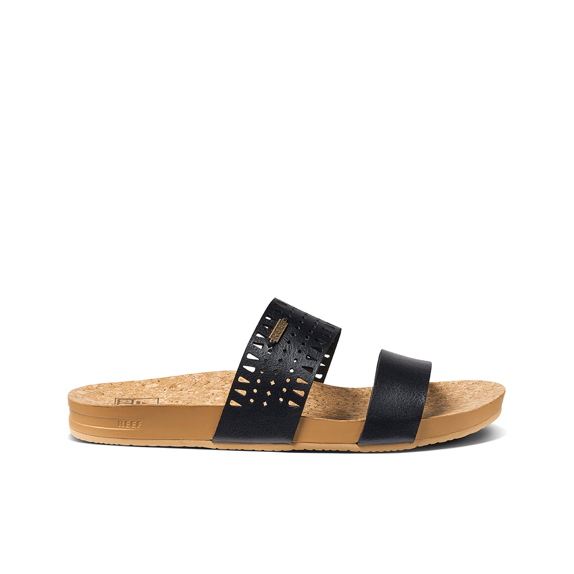 Womens Cushion Vista Perforated-Black/Tan | WOMENS SLIDES | REEF