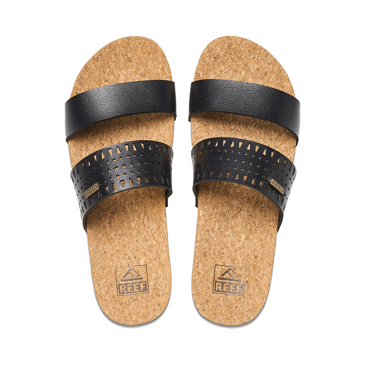 Womens Cushion Vista Perforated-Black/Tan | WOMENS SLIDES | REEF