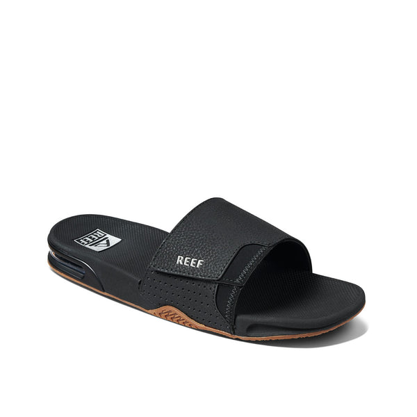 Mens Fanning Slide-Black/Silver | MENS SLIDES | REEF